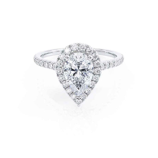 1.92 CT Pear Halo & Pave Moissanite Engagement Ring