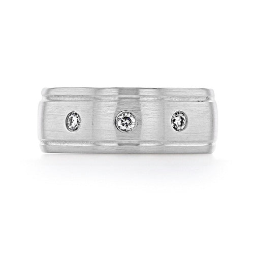 0.19 TCW Round Moissanite Flush Setting Men's Wedding Band