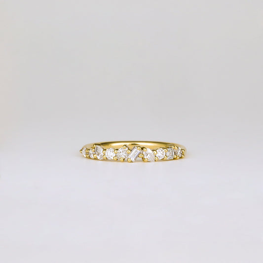 0.38 TCW Baguette, Pear, Oval, Round & Asscher Cluster Moissanite Wedding Band