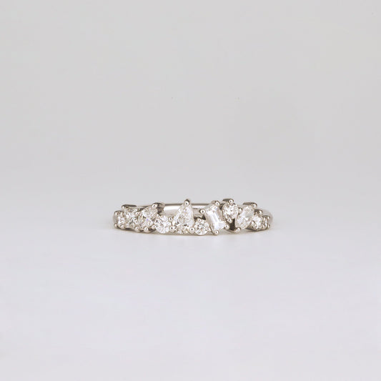 0.57 TCW Baguette, Pear, Round, Marquise & Princess Cluster Moissanite Wedding Band
