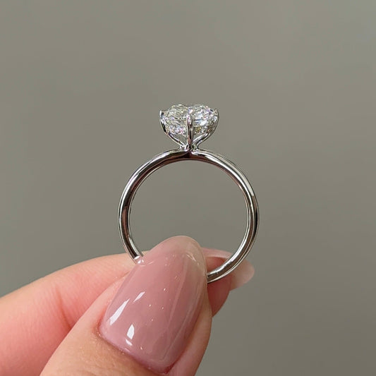 2.06 CT Elongated Cushion Hidden Halo Moissanite Engagement Ring