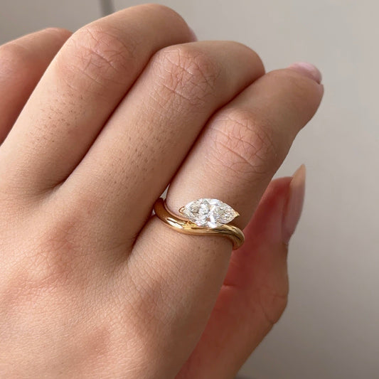 1.10 CT East West Marquise Solitaire Moissanite Engagement Ring