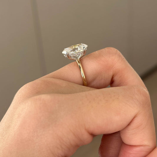 4.03 CT Oval Hidden Halo Moissanite Engagement Ring