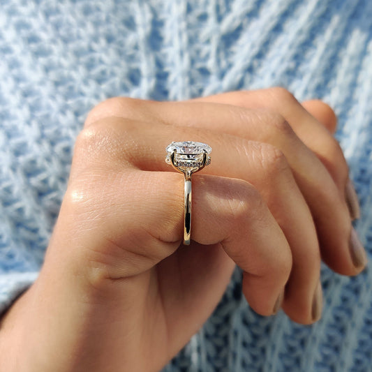 2.50 CT Oval Hidden Halo Moissanite Engagement Ring