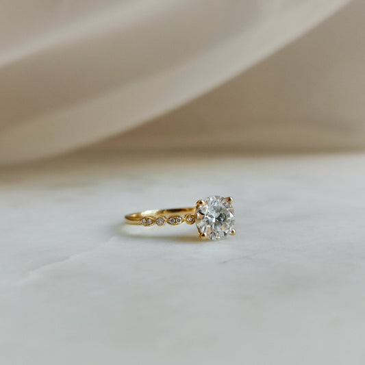 1.2 CT Round Pave Moissanite Engagement Ring