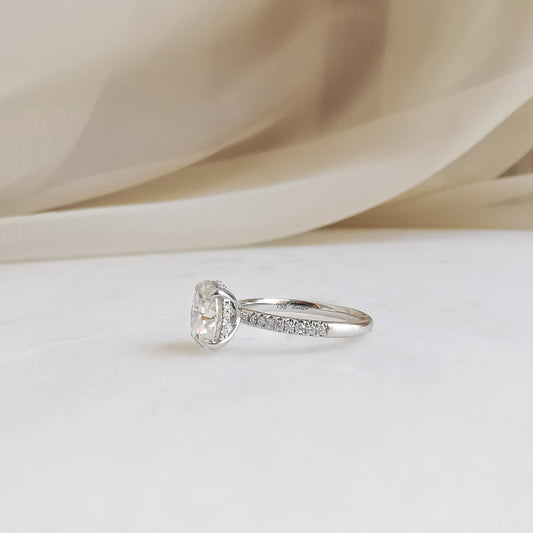 2 CT Oval Pave Moissanite Engagement Ring