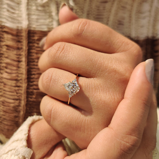 1 CT Pear Cluster Moissanite Engagement Ring