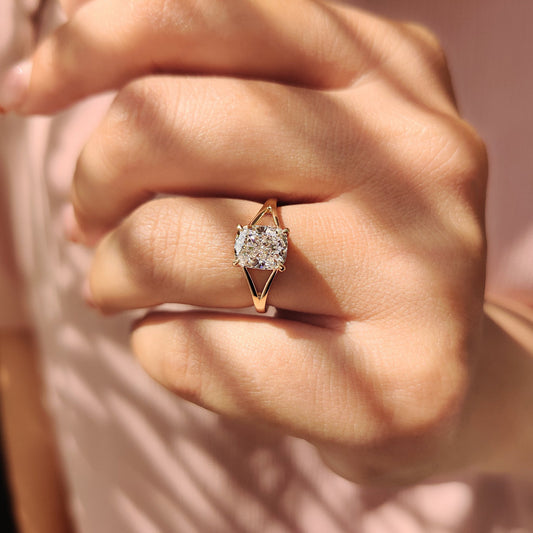 1.50 CT Cushion Split Shank Moissanite Engagement Ring
