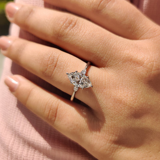 1.50 CT Marquise Three Stone Moissanite Engagement Ring