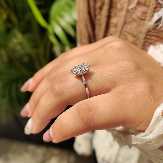 1.50 CT Oval Pave Moissanite Engagement Ring