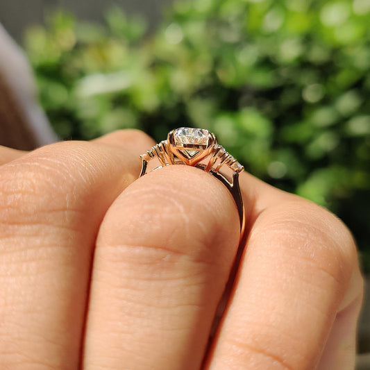 1.70 CT Oval Cluster Moissanite Engagement Ring