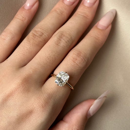 3 CT Cushion Hidden Halo Moissanite Engagement Ring