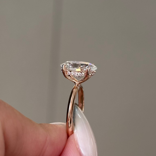 2.5 CT Oval Hidden Halo Moissanite Engagement Ring