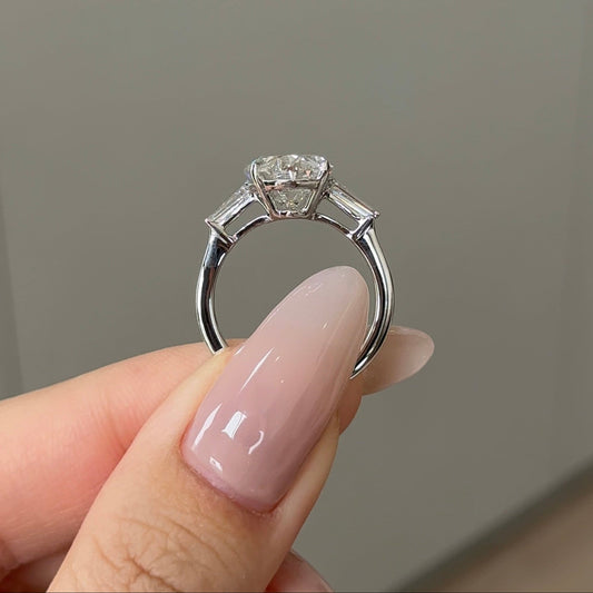 4.04 CT Oval Three Stone Moissanite Engagement Ring