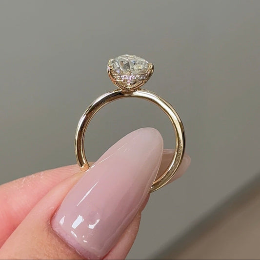 2.06 CT Pear Hidden Halo Moissanite Engagement Ring