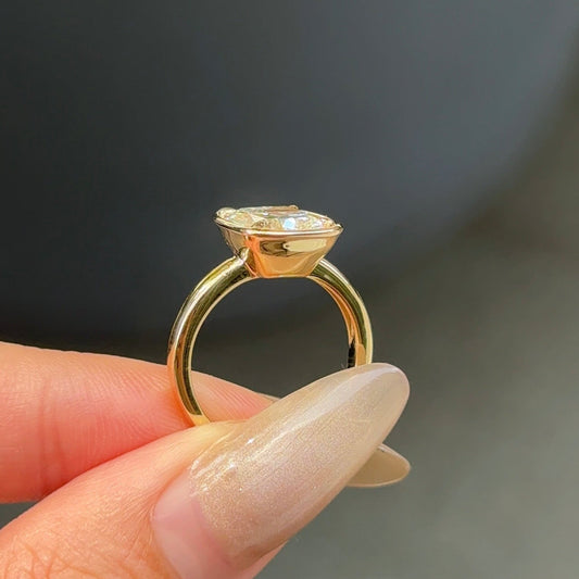 3.01 CT Elongated Cushion Bezel & Solitaire Moissanite Engagement Ring