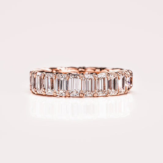 8.9 TCW Emerald & Cushion Full Eternity Moissanite Wedding Band