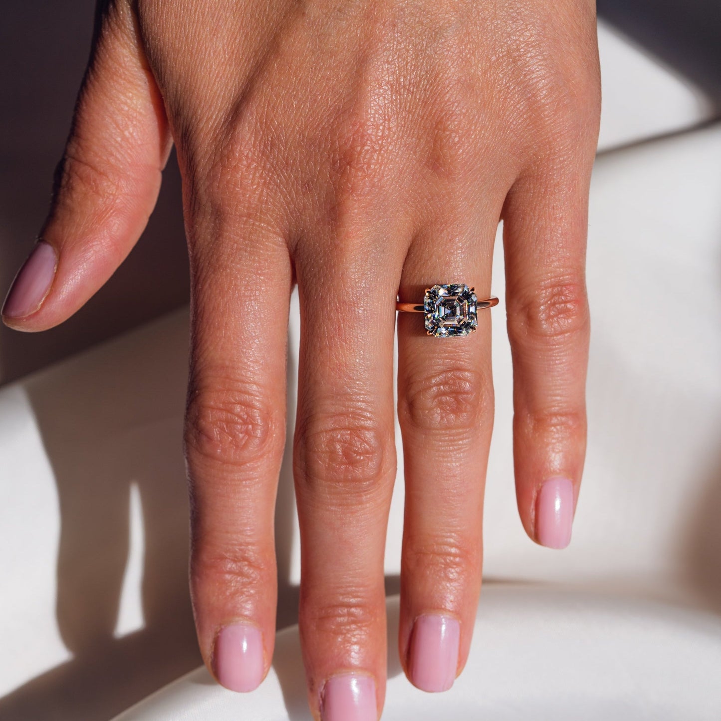 3.2 CT Asscher Solitaire Moissanite Engagement Ring