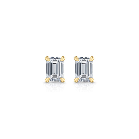 1.1 TCW Emerald Moissanite Stud Earrings