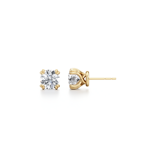 2 TCW Round Moissanite Stud Earrings
