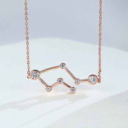 0.69 TCW Round Moissanite Gemini-Zodiac Sign Necklace
