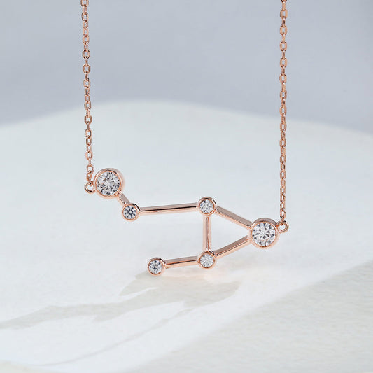 0.69 TCW Round Moissanite Libra-Zodiac Sign Necklace