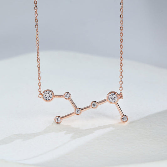 0.83 TCW Round Moissanite Virgo-Zodiac Sign Necklace