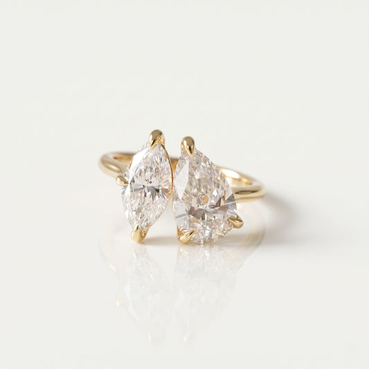 1.6 CT Pear Toi Et Moi Moissanite Engagement Ring