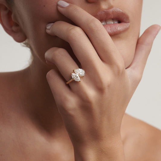 2 CT Emerald Pave Moissanite Engagement Ring