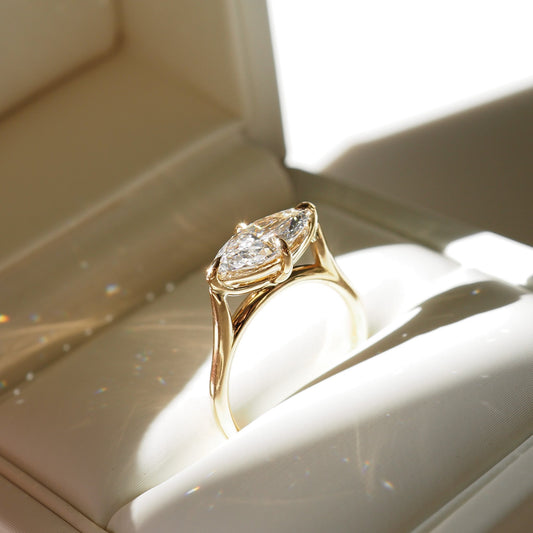 2 CT Emerald Pave Moissanite Engagement Ring