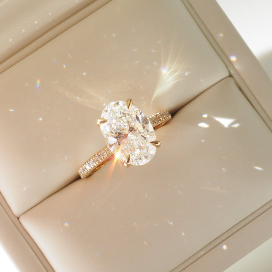 2 CT Emerald Pave Moissanite Engagement Ring
