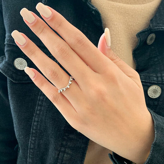 0.3 TCW Round Curved Moissanite Wedding Band