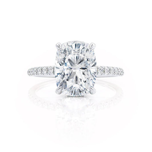 2.3 CT Elongated Cushion Pave Moissanite Engagement Ring