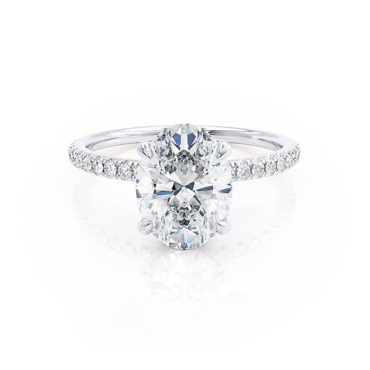 1.5 CT Oval Hidden Halo & Pave Moissanite Engagement Ring