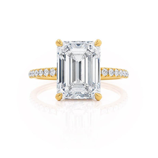 1.75 CT Emerald Hidden Halo & Pave Moissanite Engagement Ring