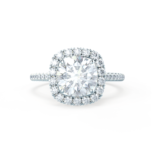 1.2 CT Round Halo & Pave Moissanite Engagement Ring