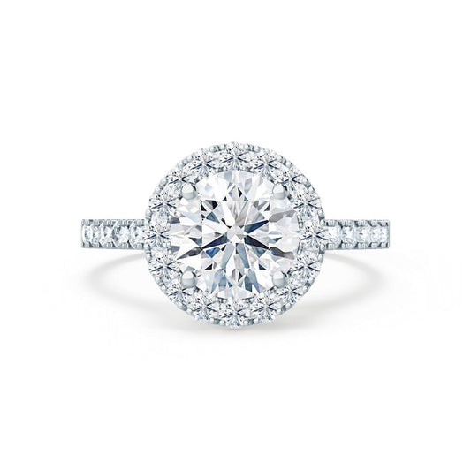 0.8 CT Round Halo & Pave Moissanite Engagement Ring