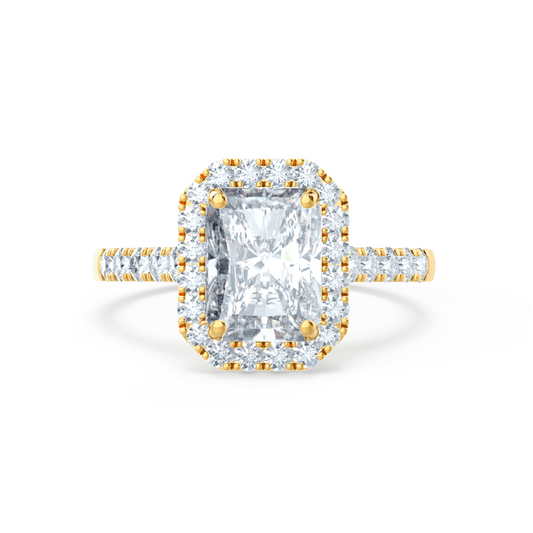 1.2 CT Radiant Halo & Pave Moissanite Engagement Ring