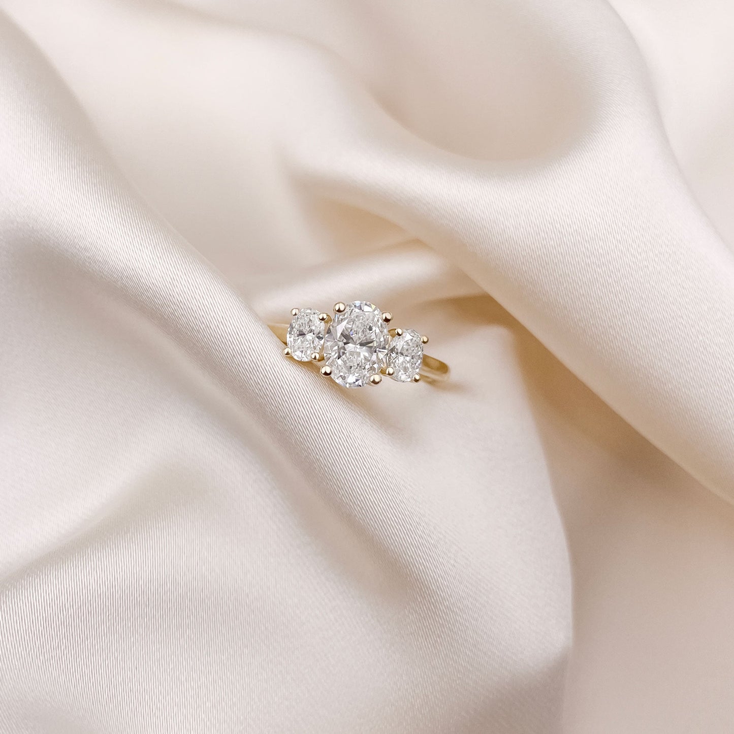 0.60 CT Oval Three Stone Moissanite Engagement Ring