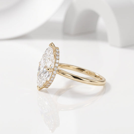 2 CT Marquise Pave Lab Grown Engagement Ring
