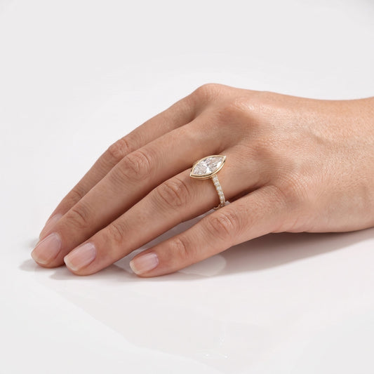 2 CT Marquise Pave Lab Grown Engagement Ring