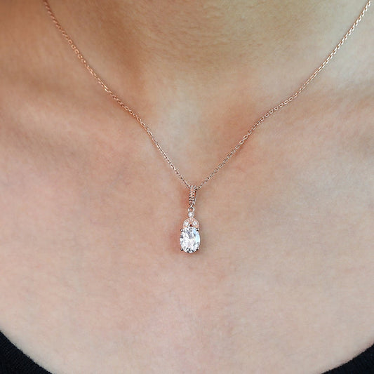 1.8 TCW Oval Moissanite Moissanite Cluster Necklace