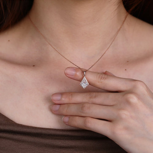 1.11 TCW Kite Moissanite Halo Necklace