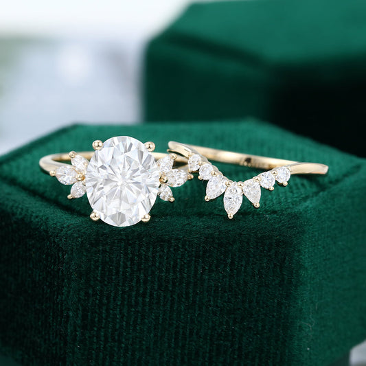 2.72 CT Oval Cluster Moissanite Bridal Set