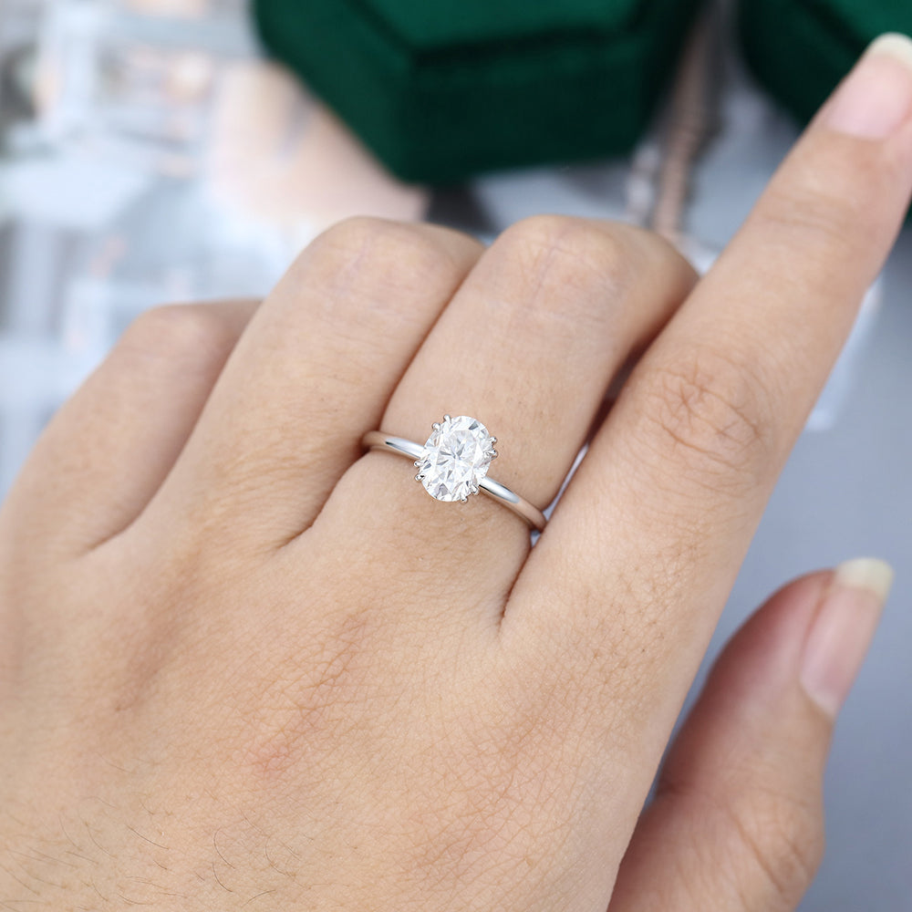 1.33 CT Oval Solitaire Moissanite Engagement Ring