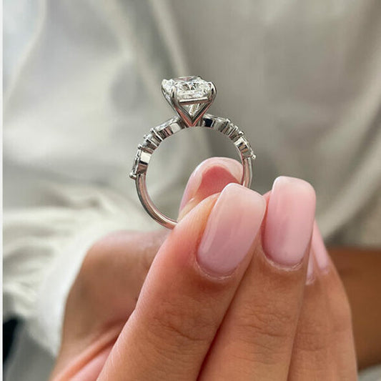 2.43 CT Radiant Pave Moissanite Engagement Ring