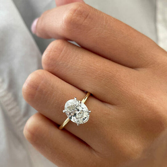 2.72 CT Oval Hidden Halo Moissanite Engagement Ring