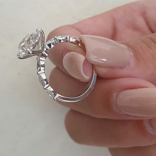4 CT Oval Hidden Halo Moissanite Engagement Ring
