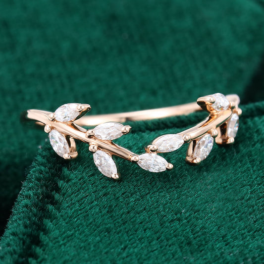 0.275 TCW Marquise Twig Style Moissanite Wedding Band