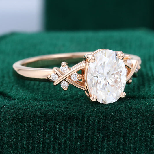 1.33 CT Oval Cluster Moissanite Engagement Ring